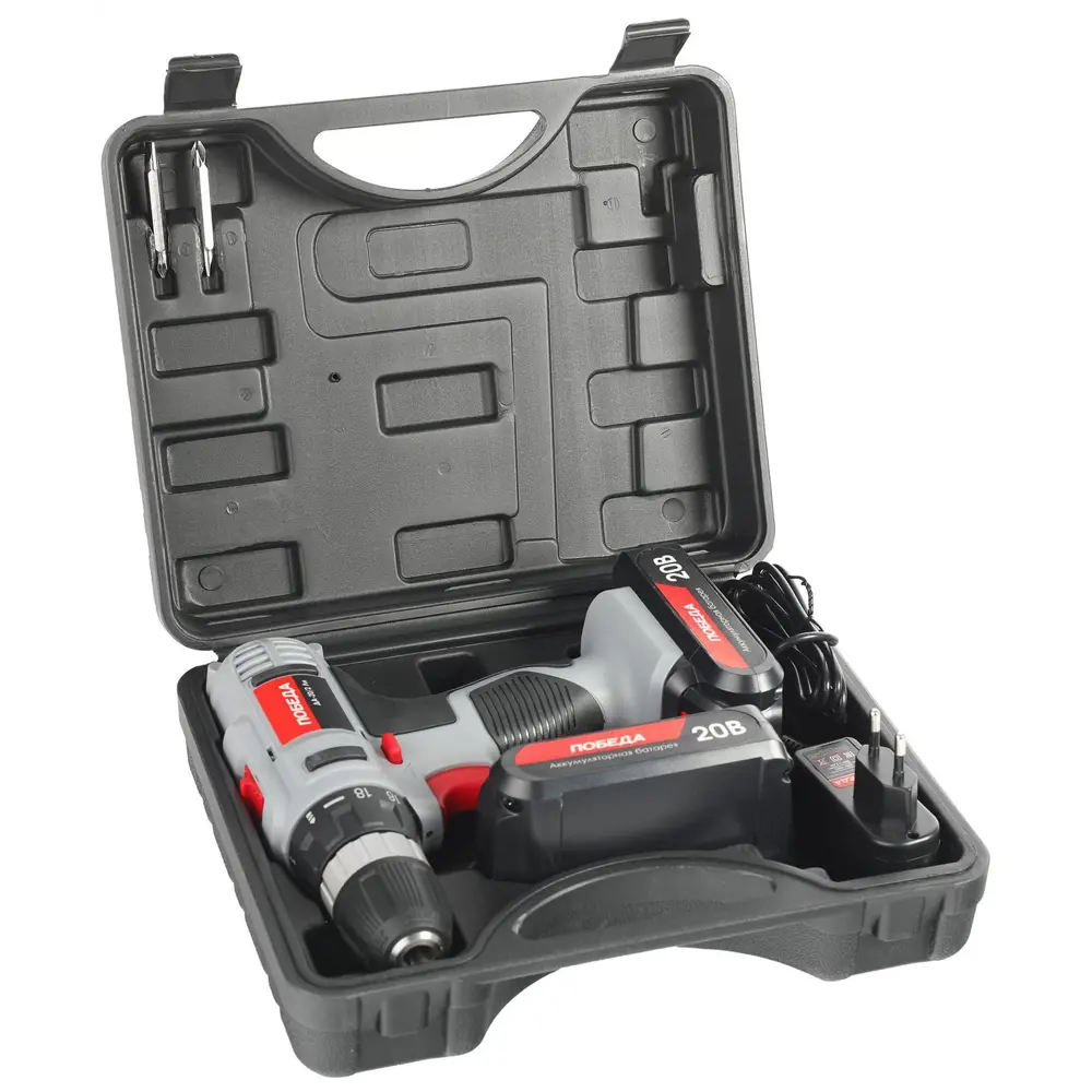 Дрель-шуруповерт аккумуляторная Победа ДА-20/2 Ли, 20 В Li-ion 2x2 Ач STLM-2137129 - Вид №3