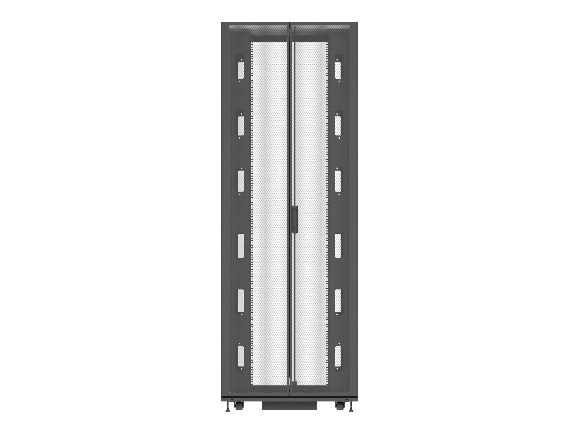 VR3107 Vertiv шкаф 48u 2265x 600x1100мм, 77% перф. передняя дверь с замком, 77% перф. распашная задняя дверь с замком, 4x19” серверных направляющих, боковые панели, крыша, ролики и регулируемые ножки, 2 органайзера для pdu и кабелей, 50хm6 гаек и винтов Santreyd  - Вид №3