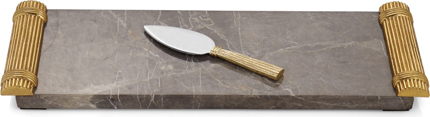 10599966 Michael Aram Доска для сыра с ножом Michael Aram "Золотая пшеница" 41х15см Мрамор 