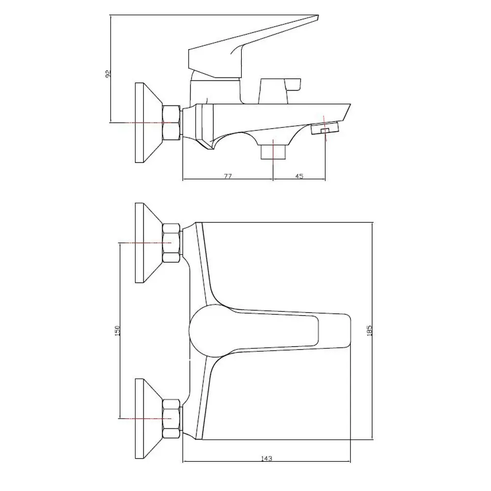 Смеситель для ванны ESKO Marburg графит с душевым комплектом 88491109 Marbyrg STLM-0997105 - Вид №6