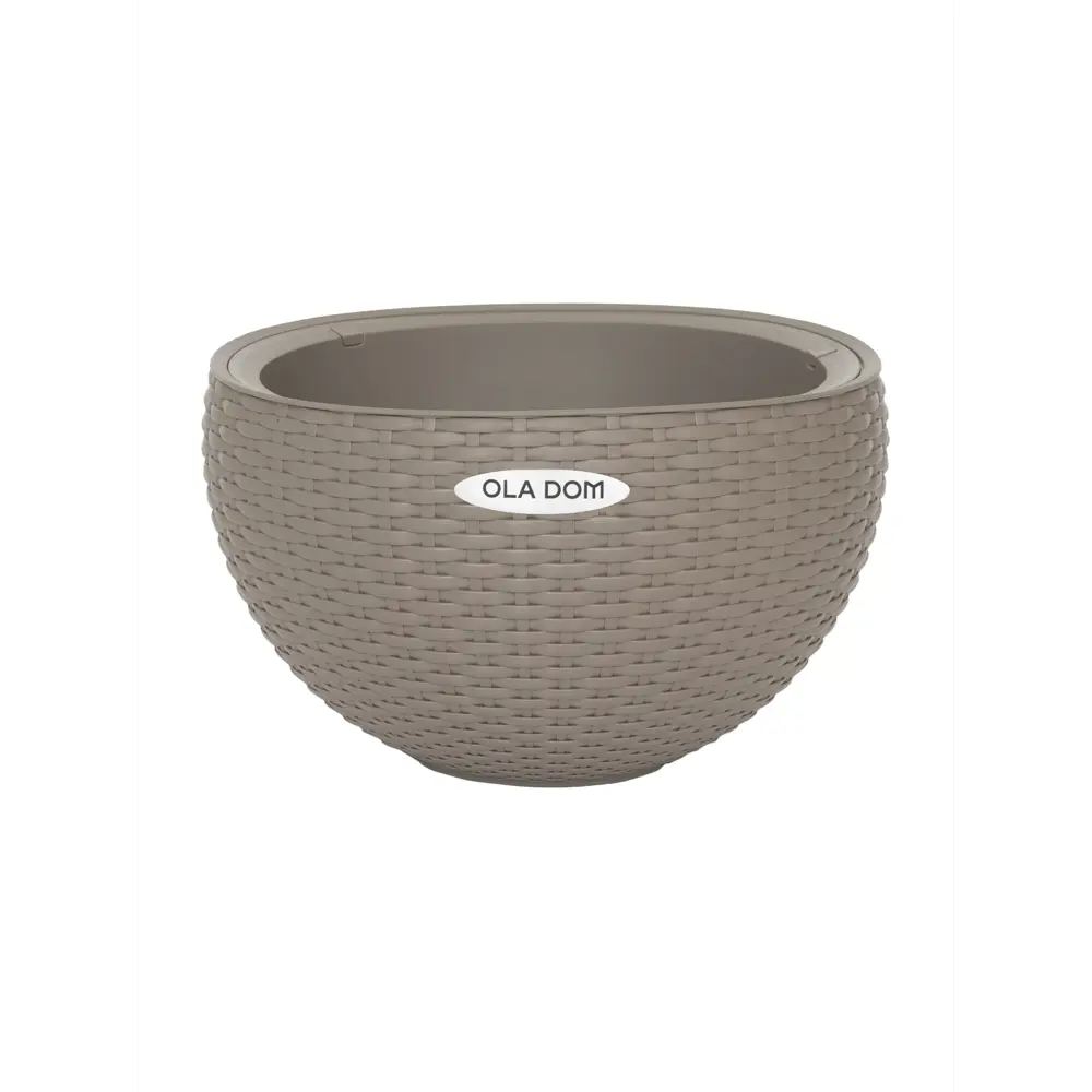 Подвесное кашпо Oladom Rattan Ø34 h20.9 см v5 л пластик серый без автополива 89446366 STLM-2026178 Santreyd