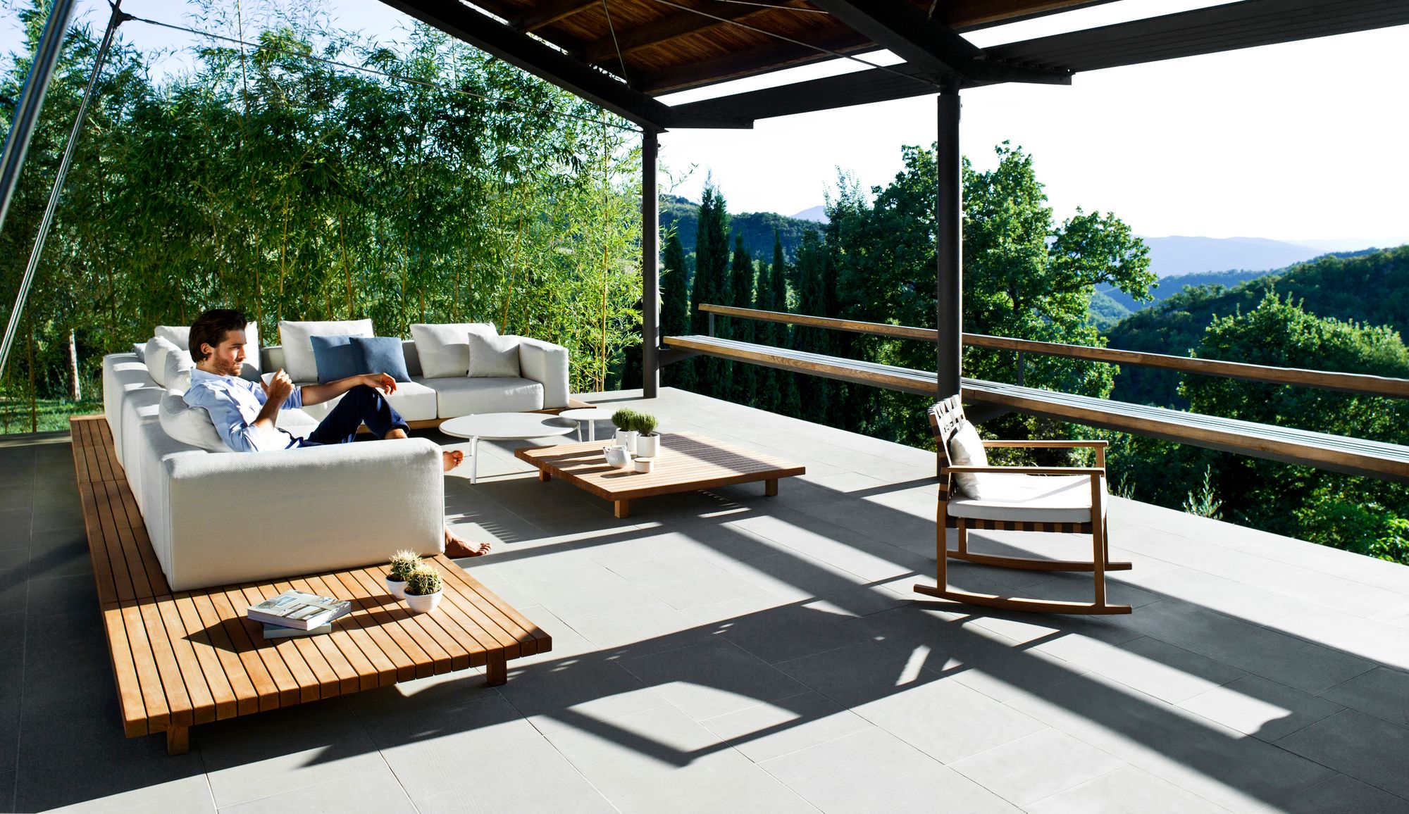 Секционный садовый диван с водоотталкивающими подушками TRIBÙ Vis à vis ARCH-00106248 - Вид №11