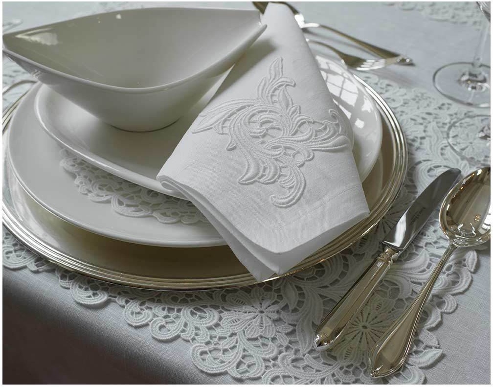 10560704 Weissfee Набор салфеток Weissfee "Бельведер" 45х45см, 6шт (белая) Хлопок-лён 