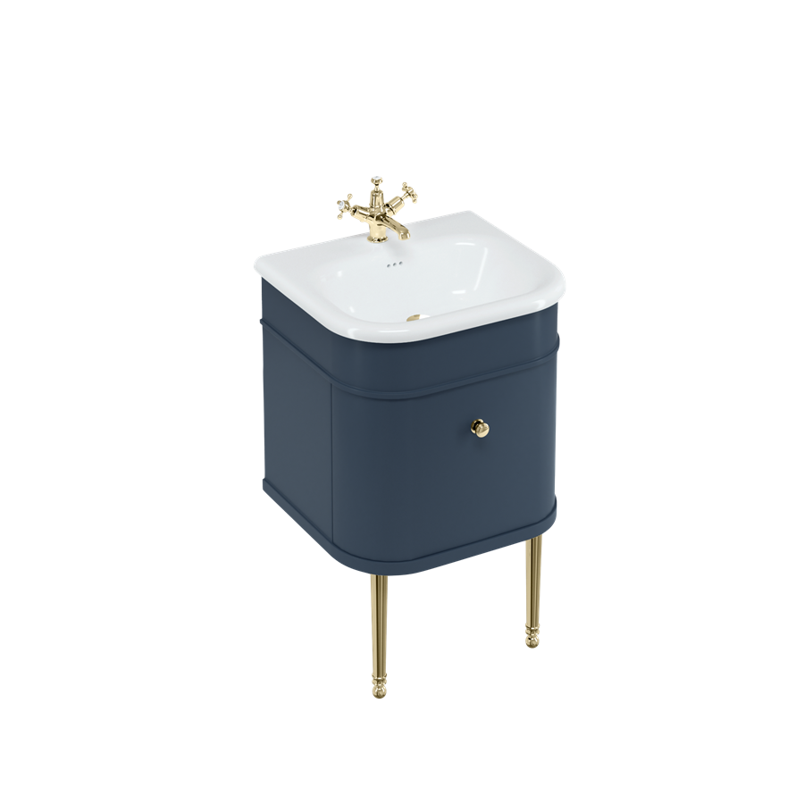 Burlington Chalfont Chalfont 550mm одинарный ящик - синий с хромированными ножками CH55B-CHLEGCHR  - Вид №3