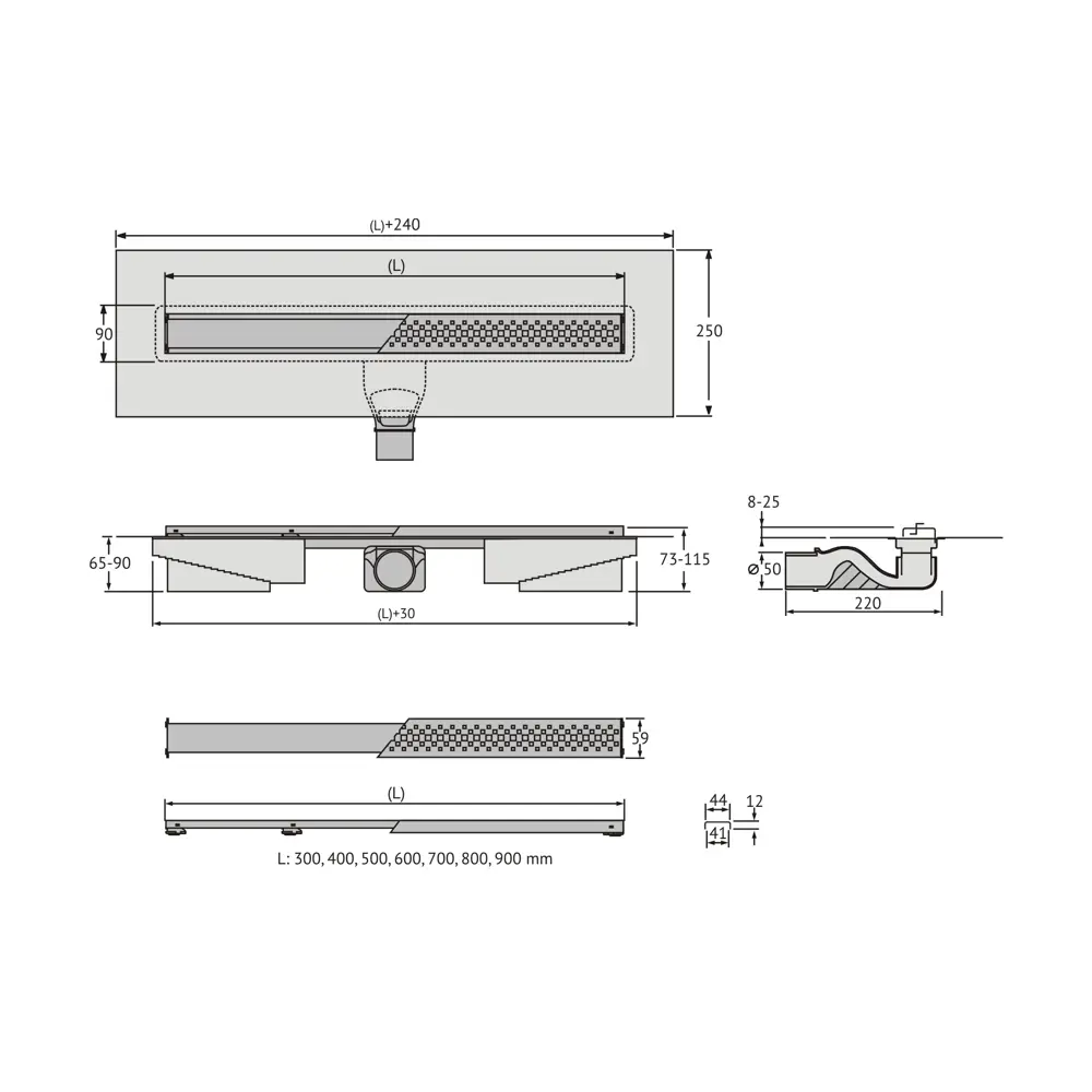 Душевой трап Berges Trend с комбинированным затвором 70 см 82558851 BERGES WASSERHAUS STLM-0029869 - Вид №6