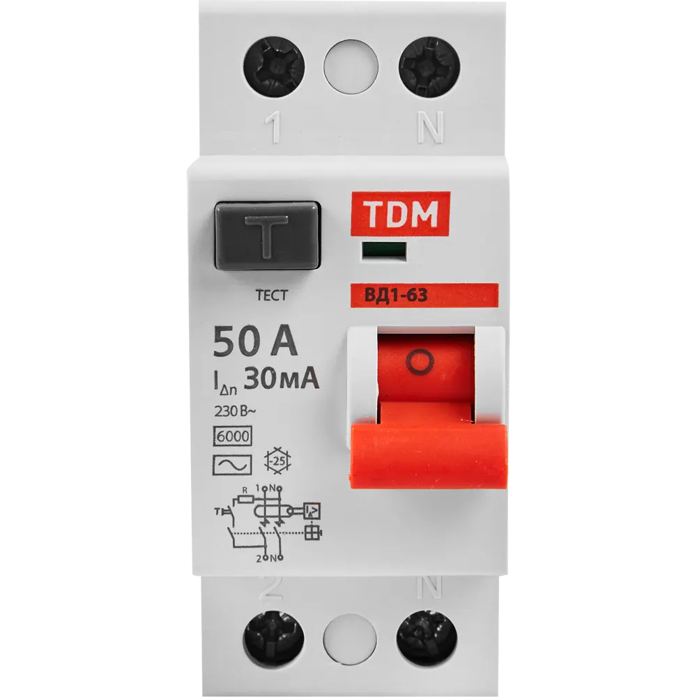УЗО TDM Electric ВД1-63S - защита от поражения током и пожаров 89347163 STLM-1106997 - Вид №1