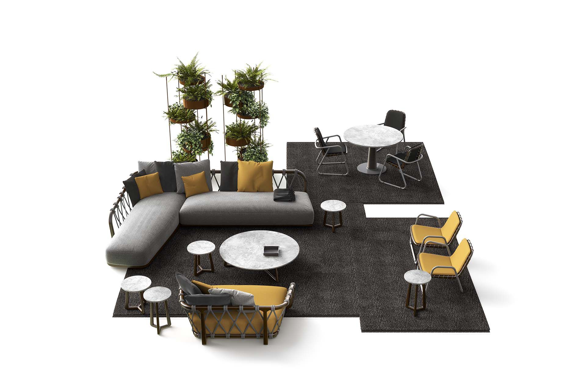 Секционный садовый диван из красного дерева и ткани Exteta Sunset ARCH-00005227 - Вид №4