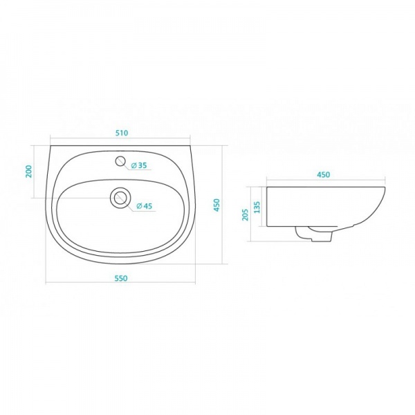101649 Подвесная раковина настенная прямоугольная SANTEK  белая  - Вид №1