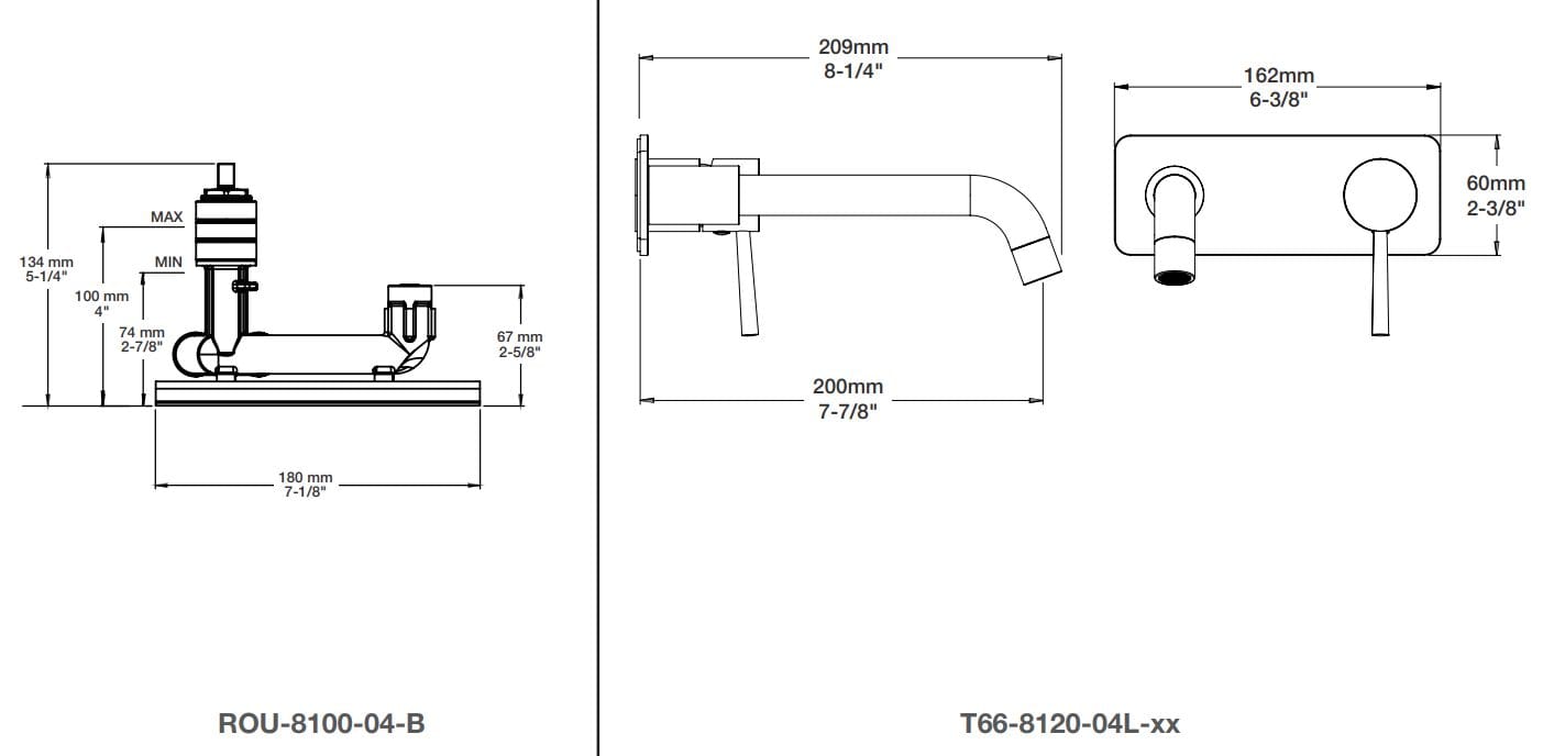 Настенный смеситель для раковины с 2 отверстиями и пластиной BARIL Zip B66 ARCH-00008538 - Вид №1