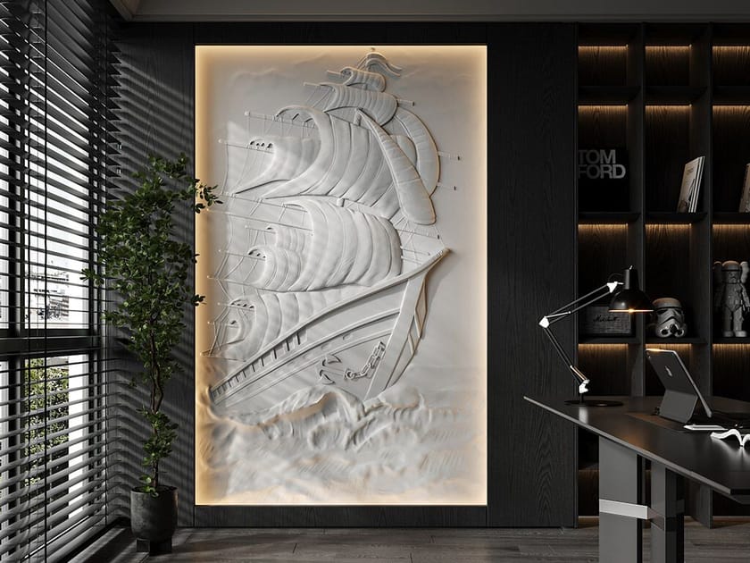 Трехмерная декоративная гипсовая панель WallDeco SAIL ARCH-00114686