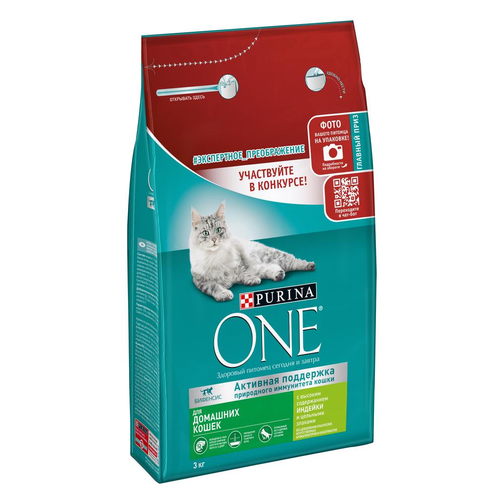 ПР0059654 Корм для кошек для домашних, индейка, цельные злаки сух. 3кг ONE  - Вид №14