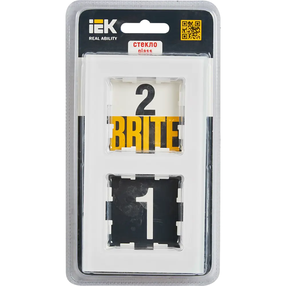 Рамка IEK Brite-2 для розеток и выключателей - белое стекло на 2 поста 87761318 STLM-1110510 - Вид №3