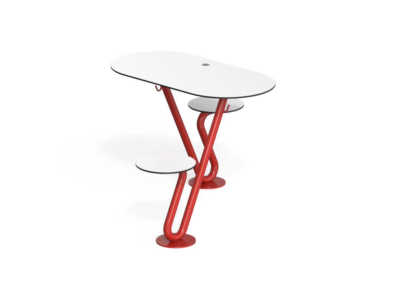 Круглый стальной стол для общественных мест со встроенными скамейками City Design Zoid ARCH-00034427