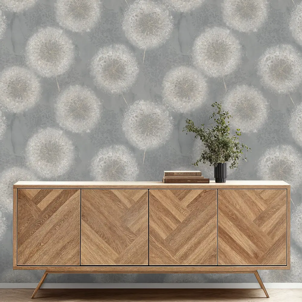 Флизелиновые обои Euro Decor Ray серые с растительным рисунком 89419305 STLM-1571681 - Вид №2