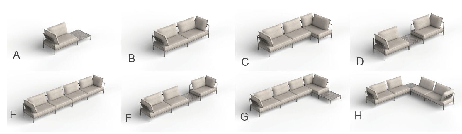 Угловой модульный садовый диван из акриловой ткани S-CAB лоскут ARCH-00069994 - Вид №26