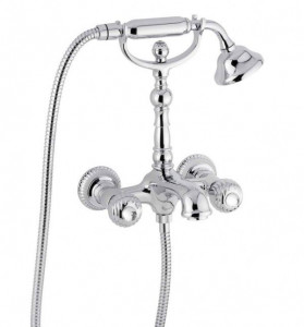 98011SWBR Смеситель The One с ручным душем для ванны. Металлические ручки + прозрачные кристаллы, цвет бронза