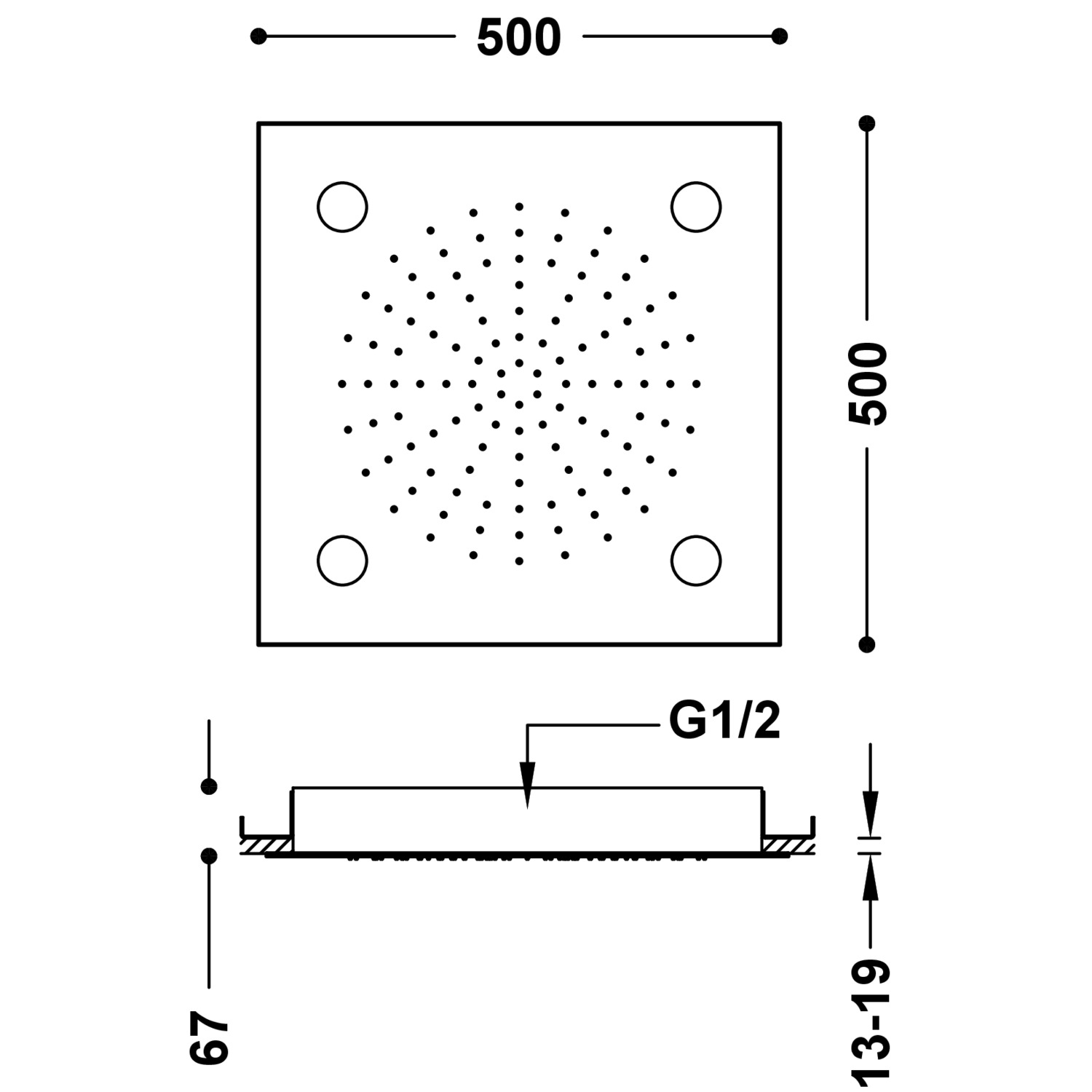 Скрытая потолочная насадка для душа с хромотерапией-29996201 TRES Showers - Вид №1