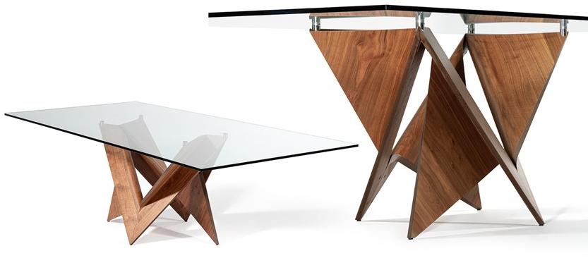 Reflex Прямоугольный обеденный стол из дерева и стекла Mathematique sun-id-1456937 - Вид №1