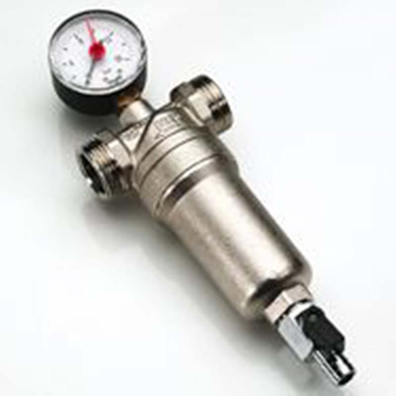 Фильтр промывной с манометром, латунной колбой TIEMME 1/2"В / 3/4"Н 3130007