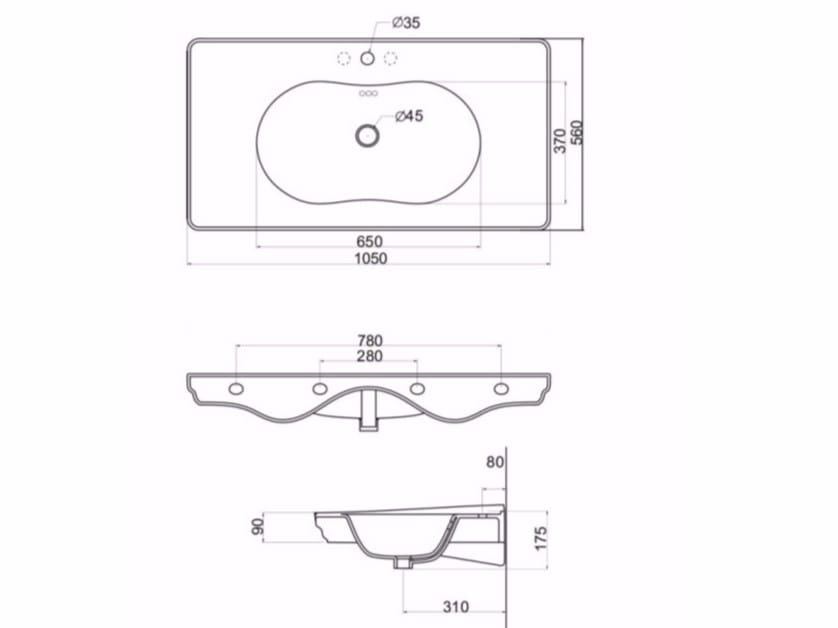 Керамический консольный умывальник GSG Ceramic Design ARCH-00094595 - Вид №2