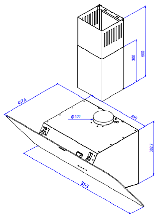 9067483 Вытяжка наклонная DeLonghi Arco 908 BB белый STDN-0006373 - Вид №12