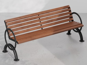 Металлическая скамья с подлокотниками