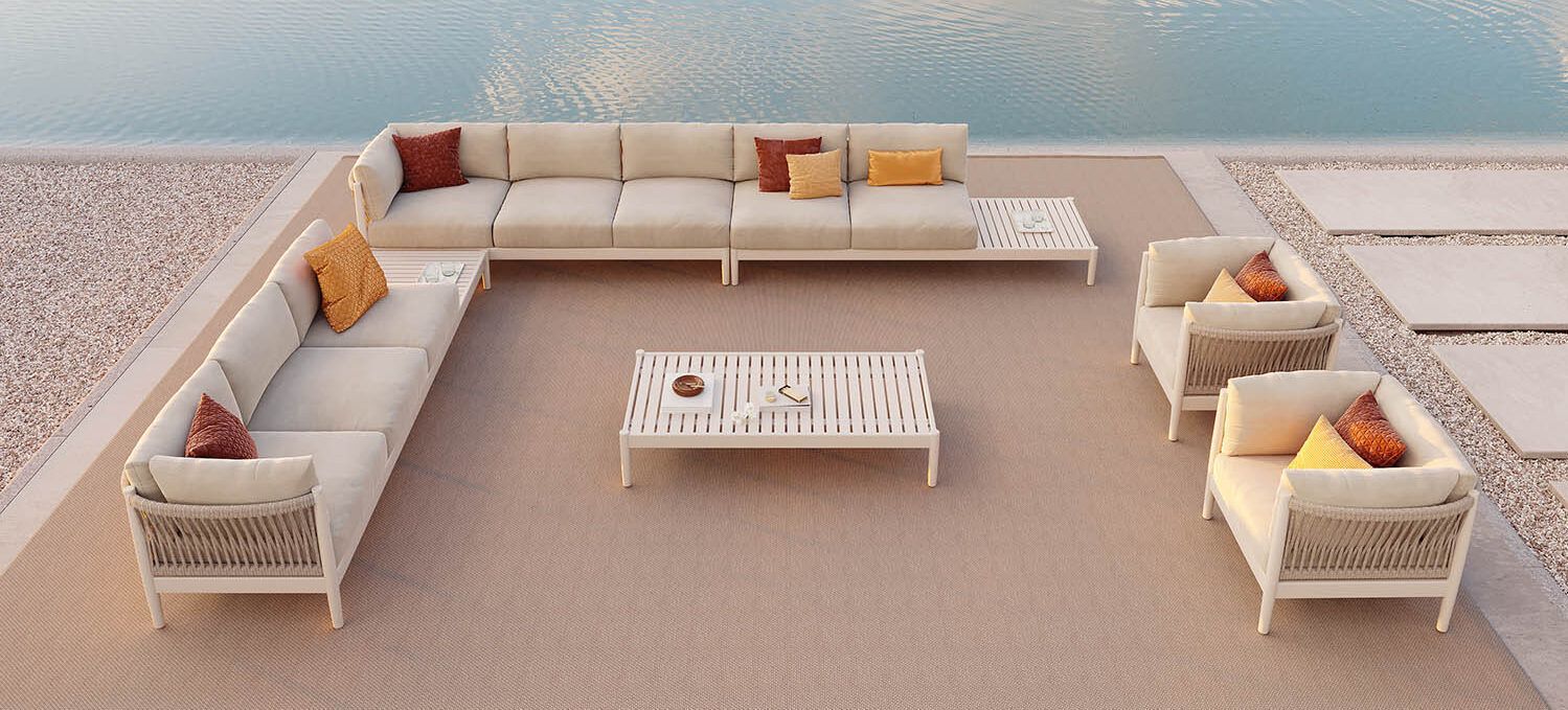 Секционный садовый диван из алюминия с порошковым покрытием и тканью Walters Georgica Aluminium ARCH-00145067 - Вид №7