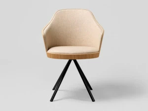 ENEA Стул на козелке из дуба и ткани с подлокотниками Kaiak