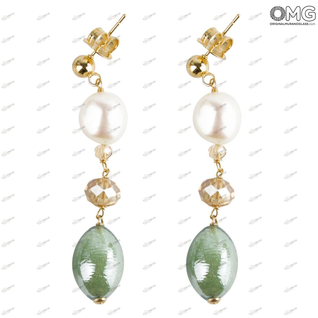 3957 ORIGINALMURANOGLASS Подвесные серьги Морской песок - Коллекция Antica Murrina - муранское стекло OMG 6 см 