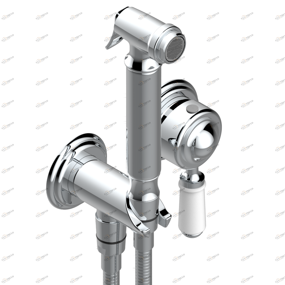 A52-5840/MBG Комплект для душа, включающий смеситель, армированный шланг 1 м 25 см, ручной душ с курковым распылителем, выход из стены и предохранительный запорный клапан Thg-paris Broadway Хром A52 5840/MBG A02 CAT.A