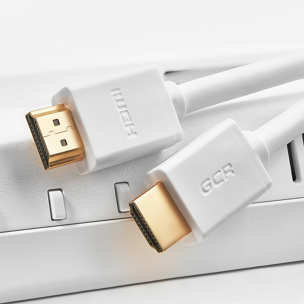 GCR-HM761-10.0m кабель 10.0m hdmi версия 2.0, hdr 4:2:0, ultra hd, 4k 60 fps 60hz/5k*30hz, 3d, audio, 18.0 гбит/с, 28/28 awg, od7.3mm, тройной экран, белый, Greenconnect Santreyd  - Вид №1