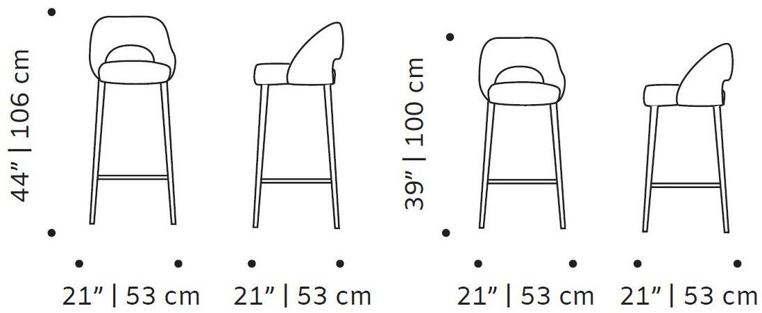 Mambo Unlimited Ideas Табурет, обитый тканью, со спинкой и подставкой для ног Lola sun-id-1433258 - Вид №2