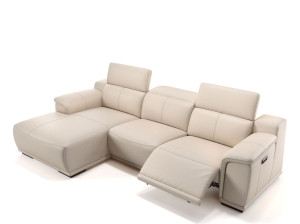 Кожаный диван с полуостровом