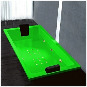 Ванна Gruppo treesse Quadra 181 ATC-V071Q-SX-ZEZ зелёная с золотой фурнитурой и гидромассажем и аэромассажем прямоугольная встроенная левая