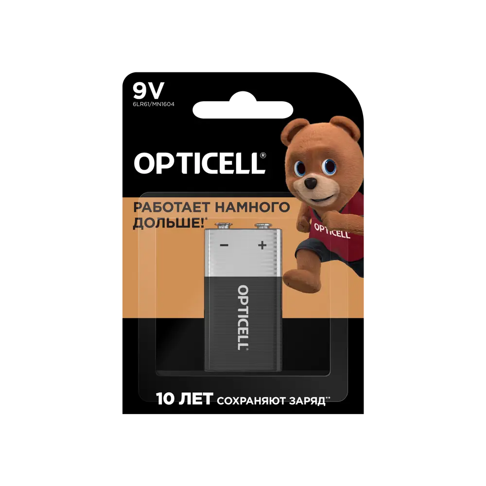 Батарейка Opticell Basic алкалиновая 6LR61 крона 1 шт STLM-2187989