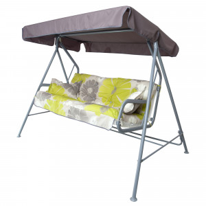 15783327 Качели садовые Бари 3-х местные (до 180 кг) серый/ желтый