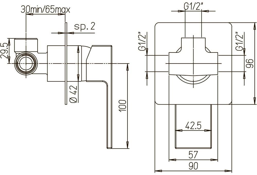 Paini Dax 84CR690R смеситель встраиваемый для душа  - Вид №2