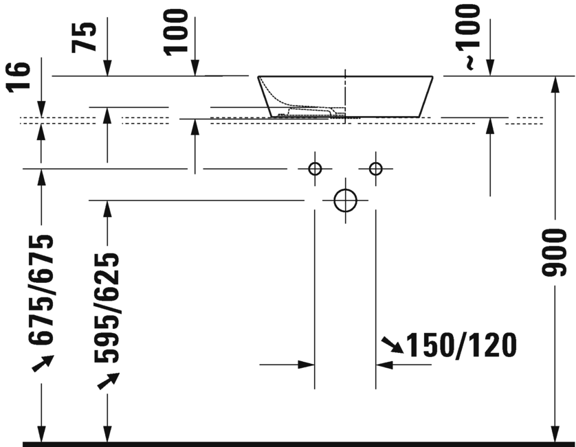 2328430000 Накладная раковина на столешницу  овальная Duravit Cape Cod - Вид №2