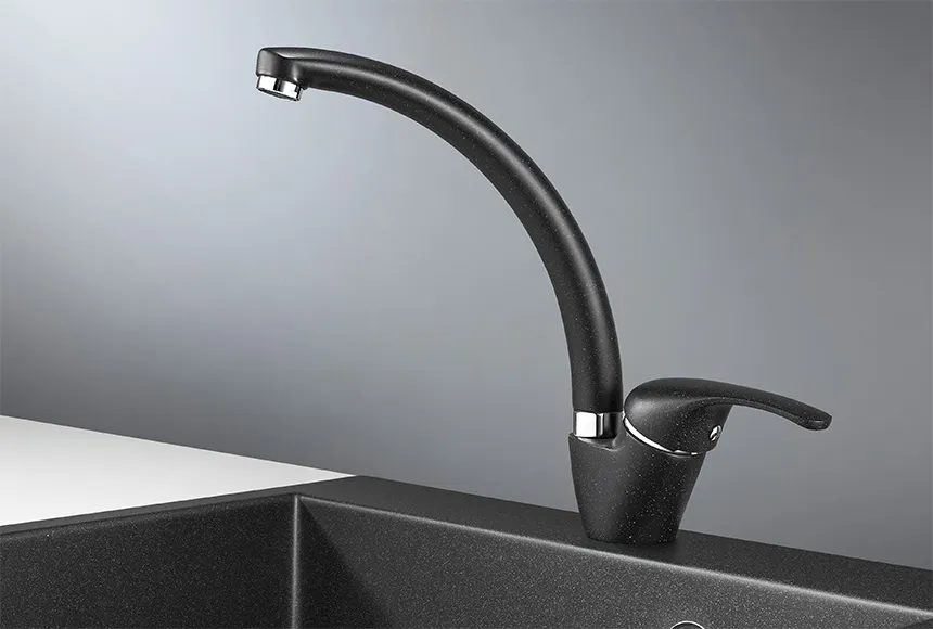 2024, ЧЁРНЫЙ, СМЕСИТЕЛЬ КУХОННЫЙ GRANULA 2024-ST178