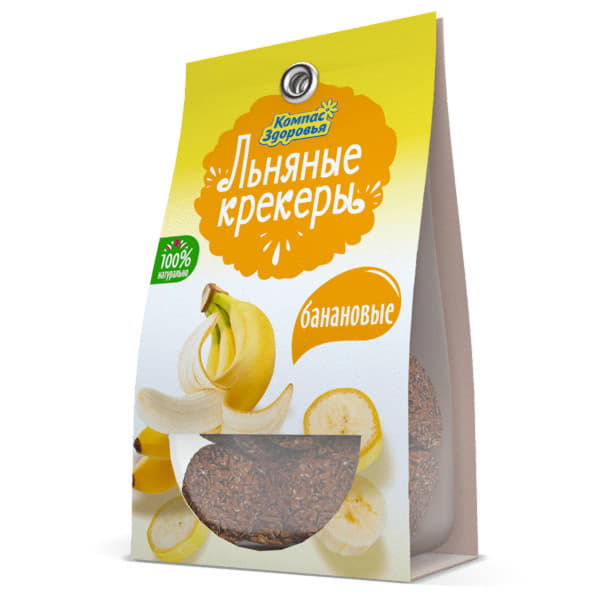Крекеры льняные безглютеновые с бананом Компас Здоровья 50 г Santreyd 12926