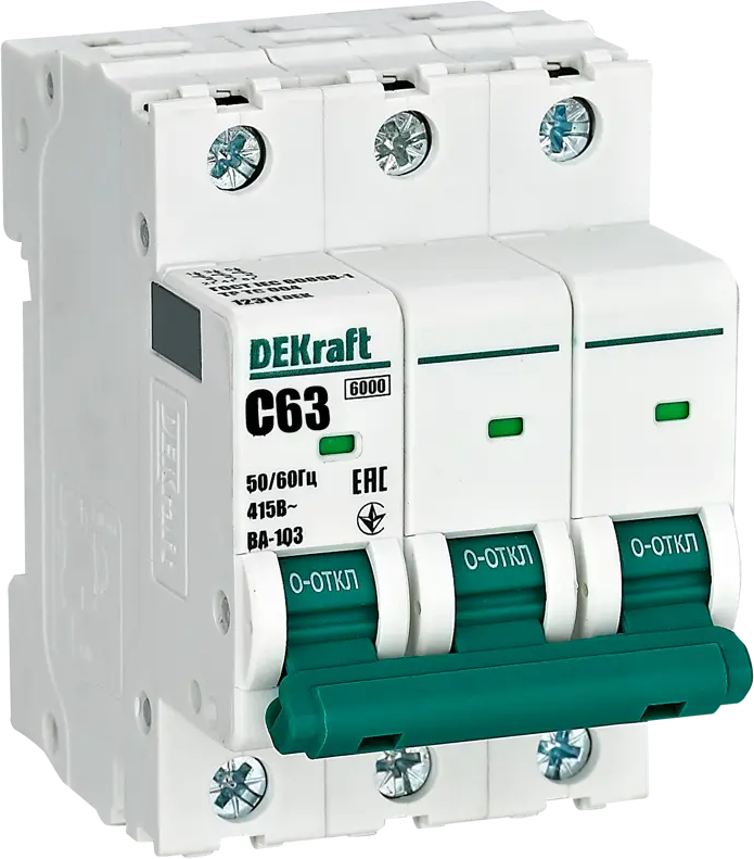 Автоматический выключатель DEKraft ВА-103 3P для защиты электросети 84509392