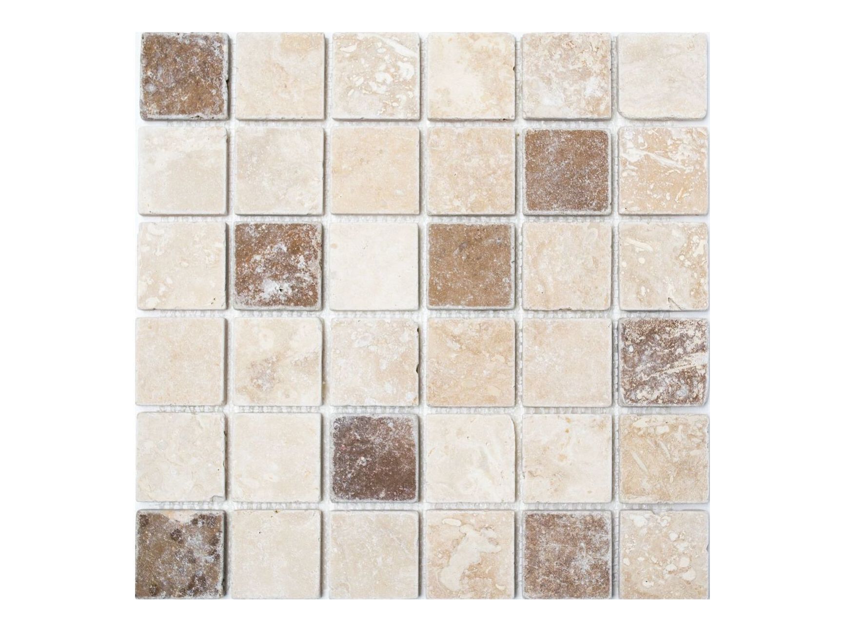 Мозаика из травертина Gold, Silver и грецкого ореха Mosaix мрамор ARCH-00017772