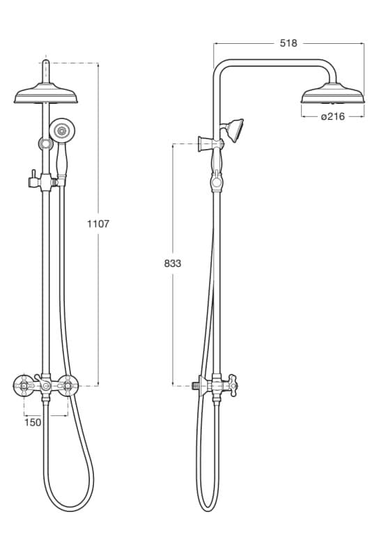 Хромированная латунная настенная душевая колонна с ручным душем Roca Carmen ARCH-00035346 - Вид №2