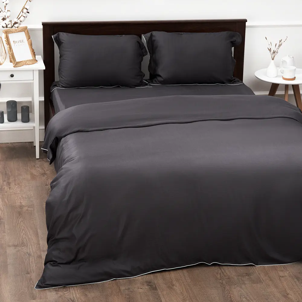 Комплект постельного белья Amore Mio Tornado евро тенсель серый 89426001 STLM-1565864 - Вид №5