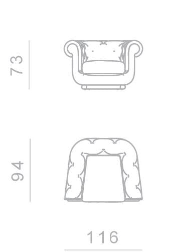 Бархатное кресло с подлокотниками GHIDINI1961 ARCH-00103100 - Вид №8