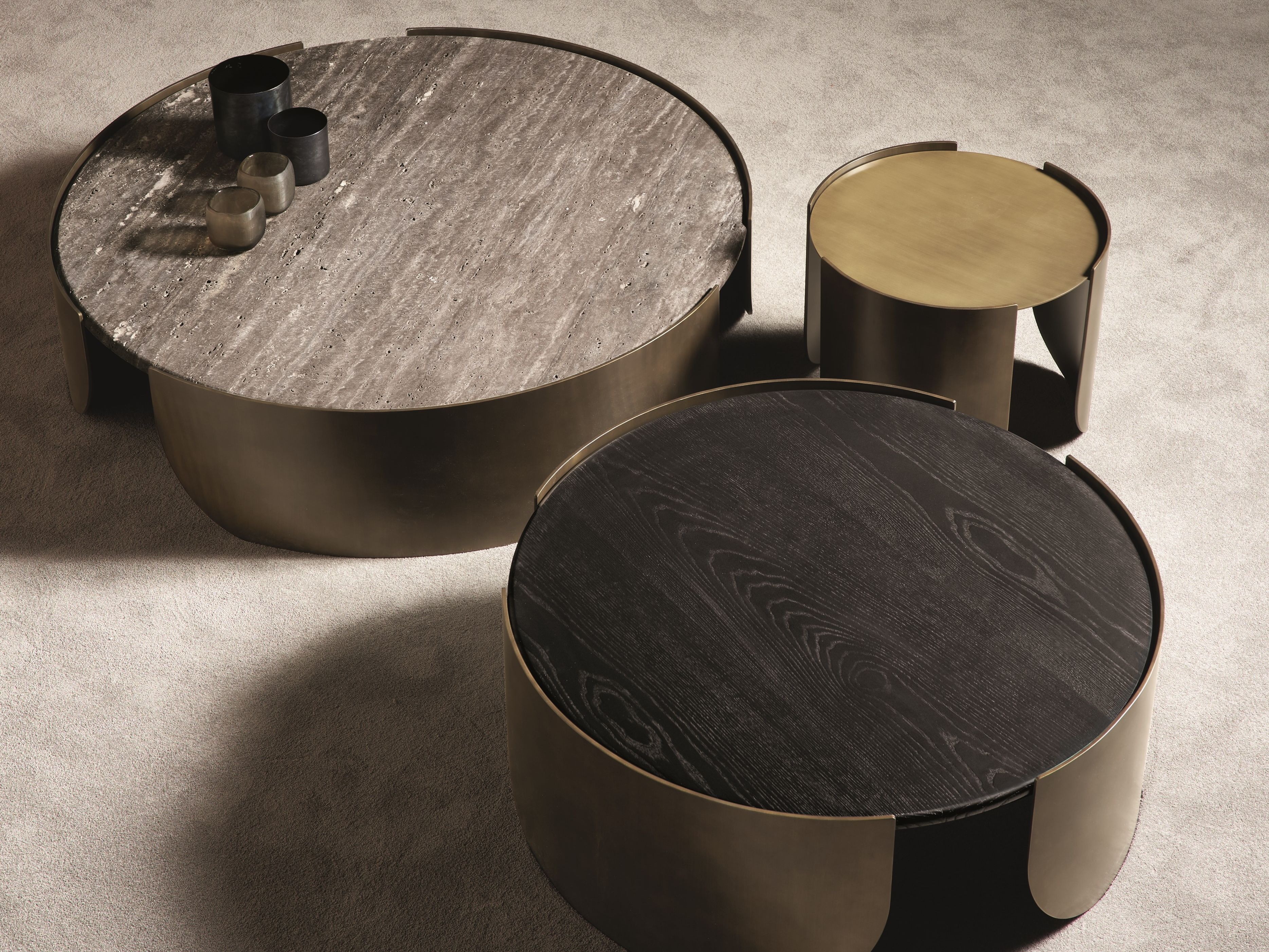 Круглый Мраморный и металлический журнальный столик Cantori Atenae ARCH-00130695 - Вид №1