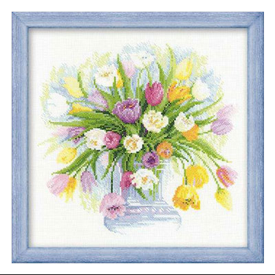 100/008 Набор для вышивания Акварельные тюльпаны 30 х 30 см RIOLIS Premium