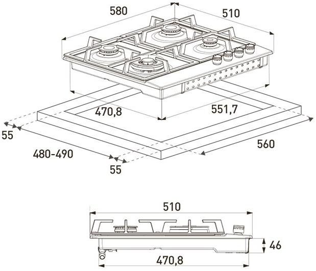 Grundig Встроенная газовая плита  7750183822  - Вид №1
