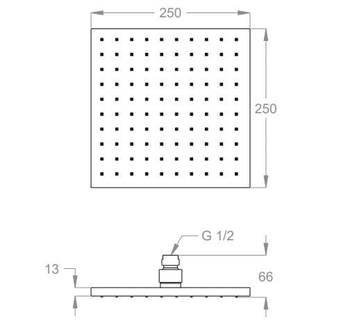 Квадратная латунная душевая головка Fir Italia насадки для душа ARCH-00075260 - Вид №2