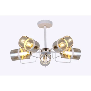 Люстра на штанге Phyliss, 5 ламп, 15 м², цвет белый/прозрачный